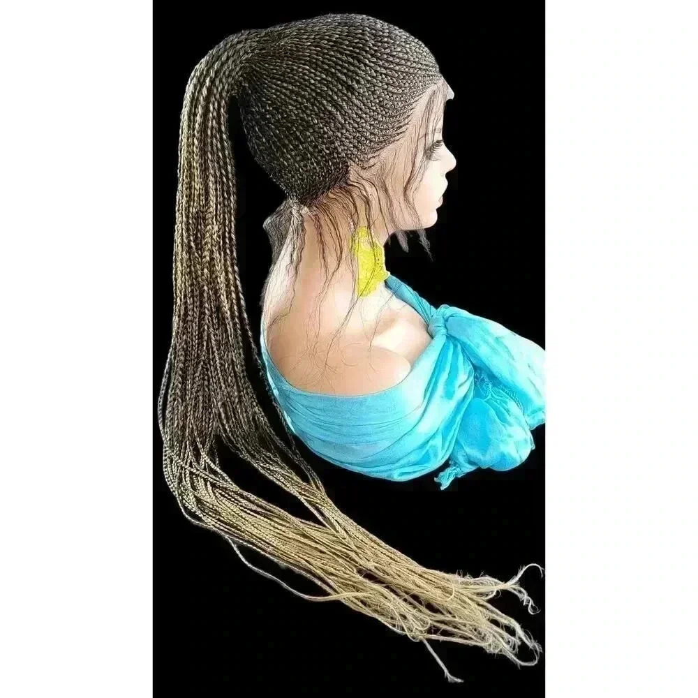 100% Handmade Shuku Style Jumbo Box Braided Lace Wig - Ombre Black, 28" Long NWT - Picture 7 of 15